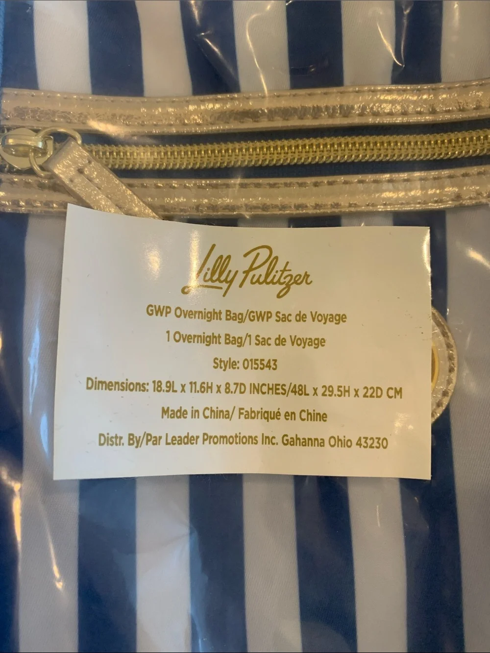 Lilly Pulitzer Navy Floral Stripe overnight bag / Tote